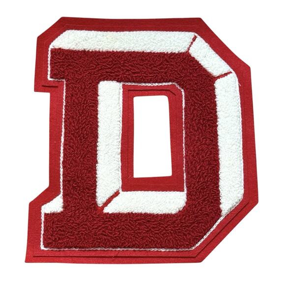 Vintage 1950s 3D Chenille Varsity Letterman Patch Red White Letter “D” 7.75” - Picture 1 of 6